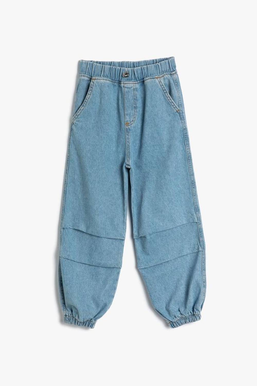 Koton Girl's Parachute Jeans Cotton Elastic Waist Pocket - Parachute Jean