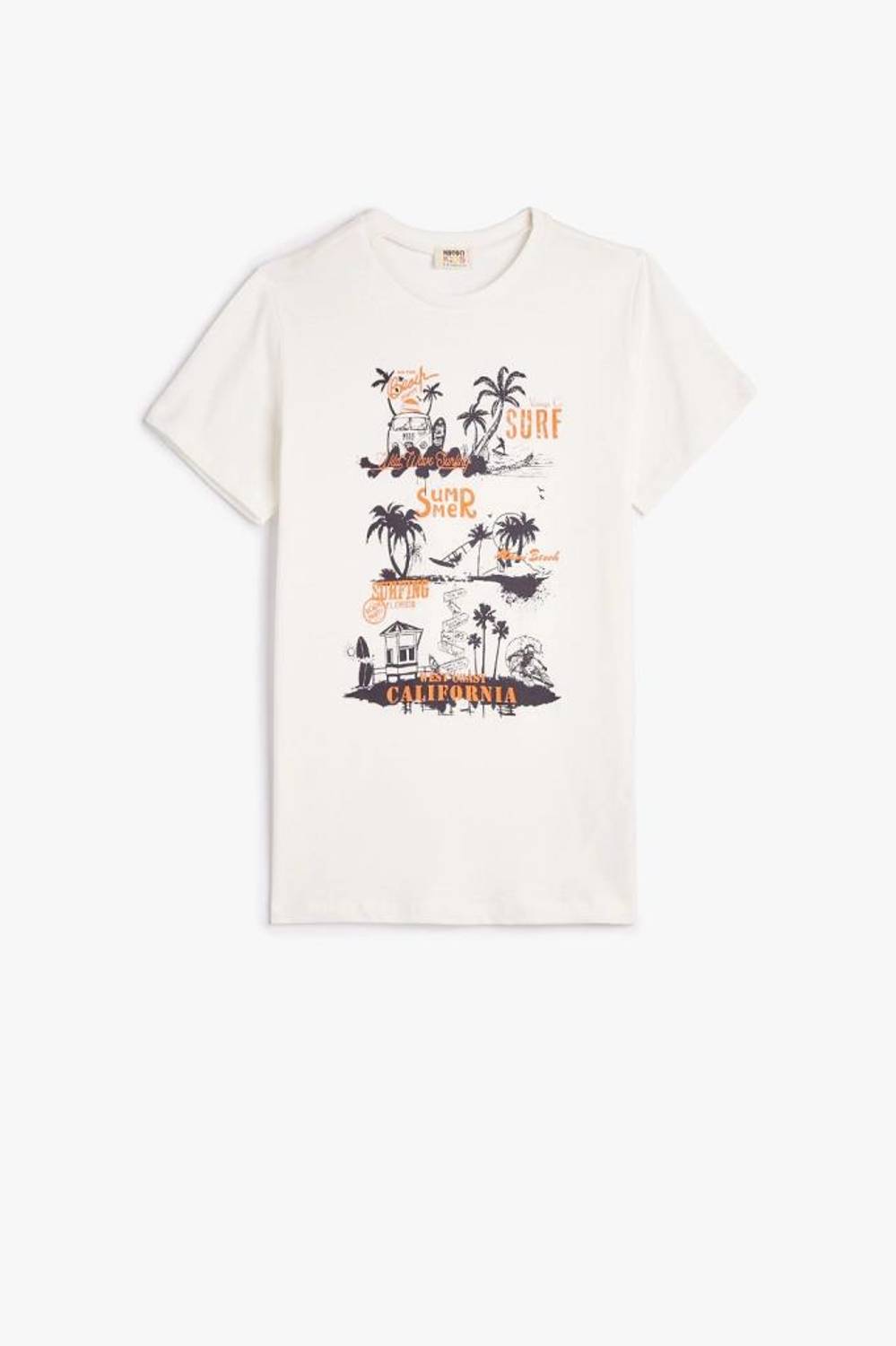 Koton Boy's T-Shirt Short Sleeve Crew Neck Summer Themed Print Detailed Cotton