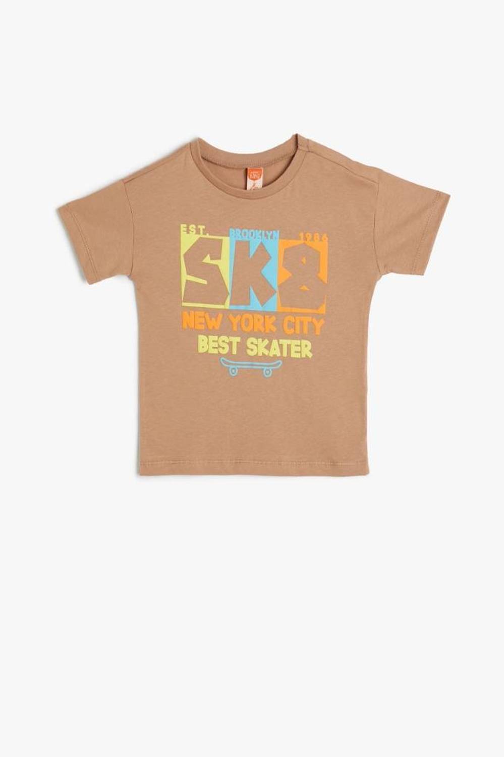 Koton Erkek Bebek Tişört Kaykay Baskılı Kısa Kollu Bisiklet Yaka Pamuklu