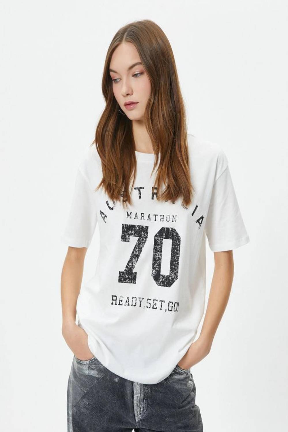 Koton Kolej Tişört Kısa Kollu Bisiklet Yaka Pamuklu