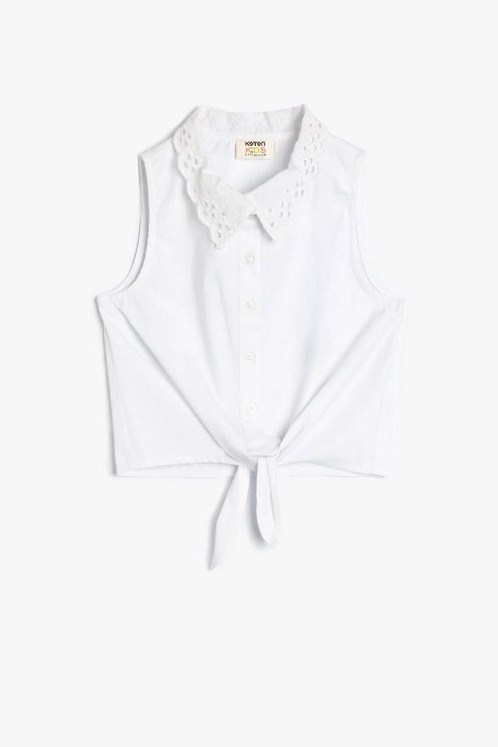 قميص قصير للفتيات من كوتون بياقة غيبور من القطن بدون أكمام