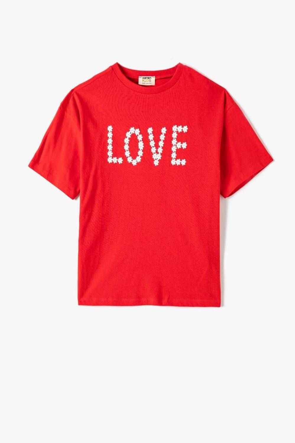 Koton Girls' T-Shirt Short Sleeve Floral Printed Crew Neck Cotton