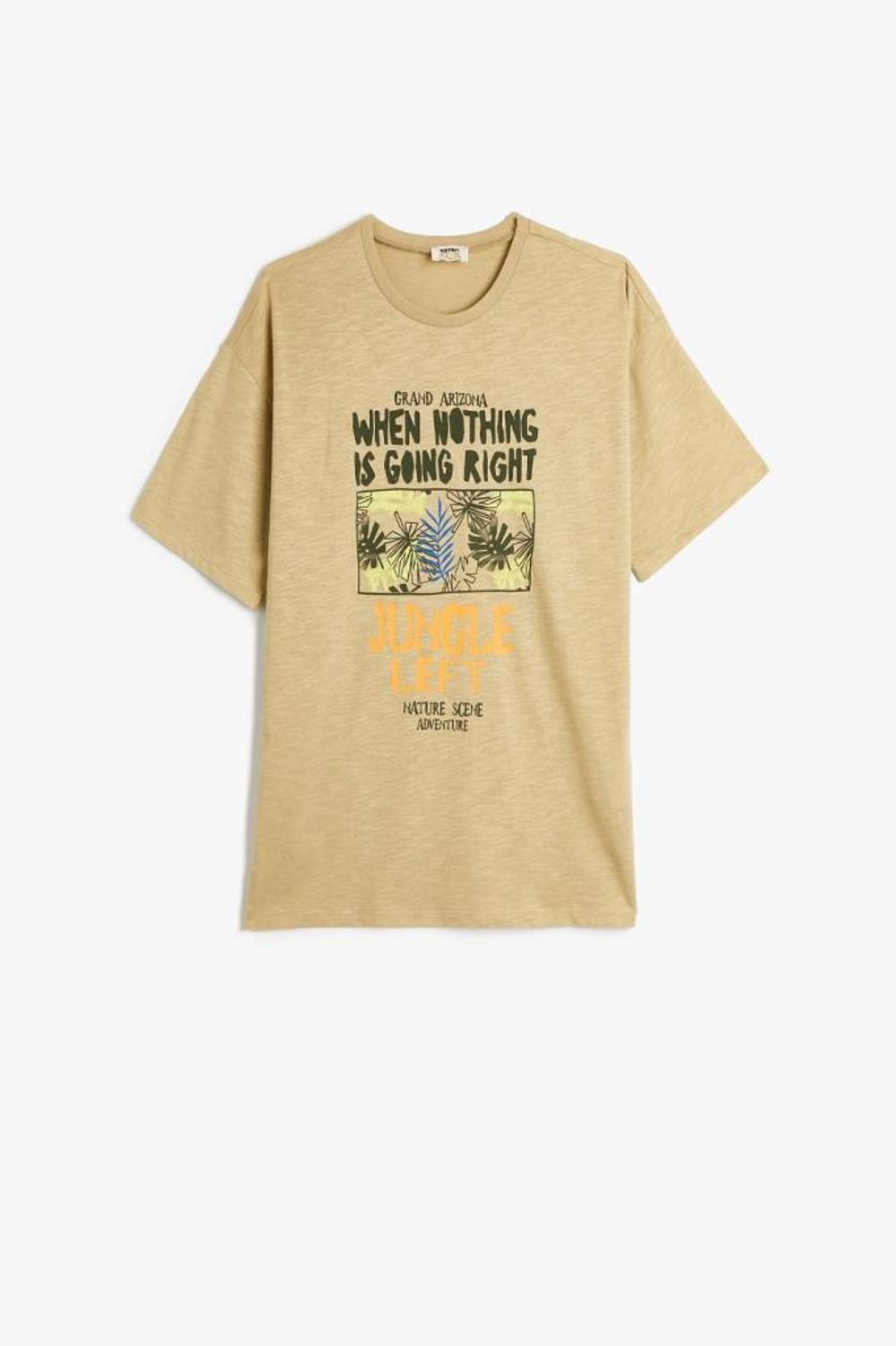 Koton Boy's T-Shirt Short Sleeve Crew Neck Nature Themed Printed Cotton