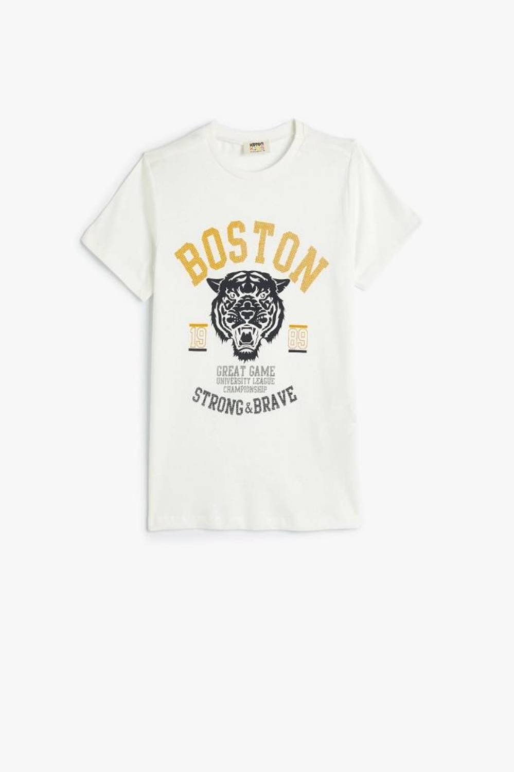 Koton Boy's T-Shirt Short Sleeve Crew Neck Tiger Printed Cotton