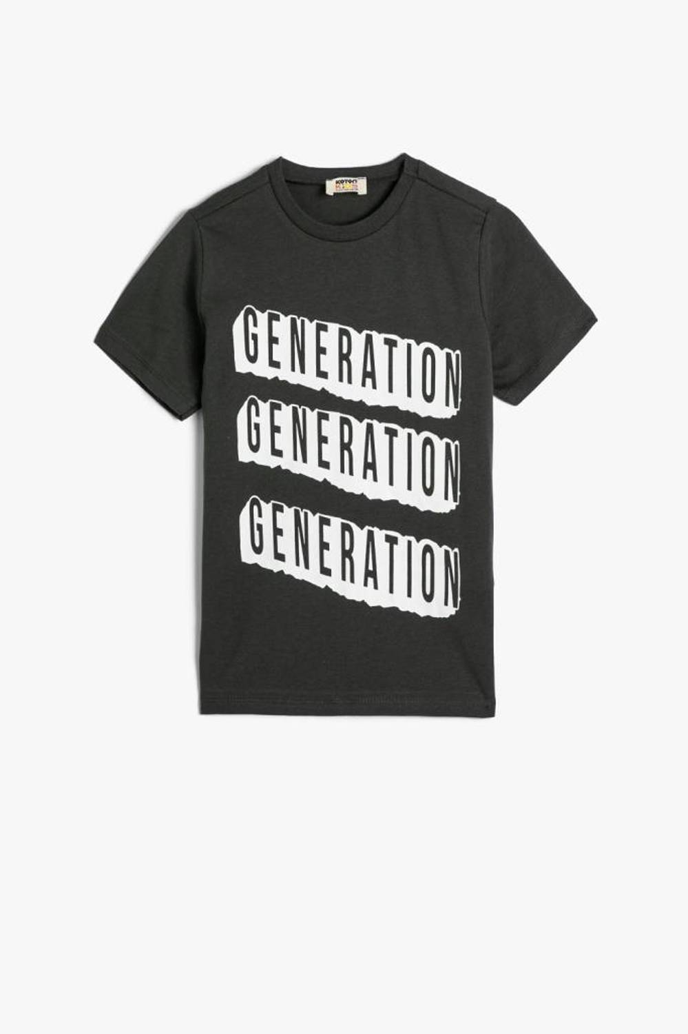 Koton Boy's T-Shirt Slogan Printed Short Sleeve Crew Neck Cotton