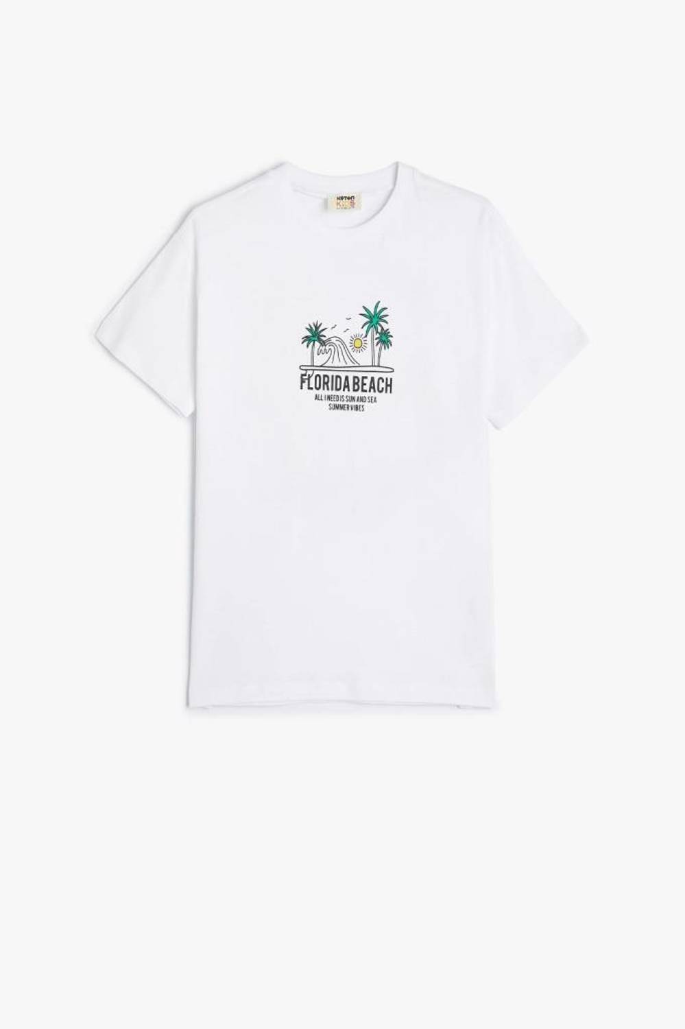 Koton Erkek Çocuk Tişört Florida Şehir Baskılı Kısa Kollu Bisiklet Yaka Pamuklu