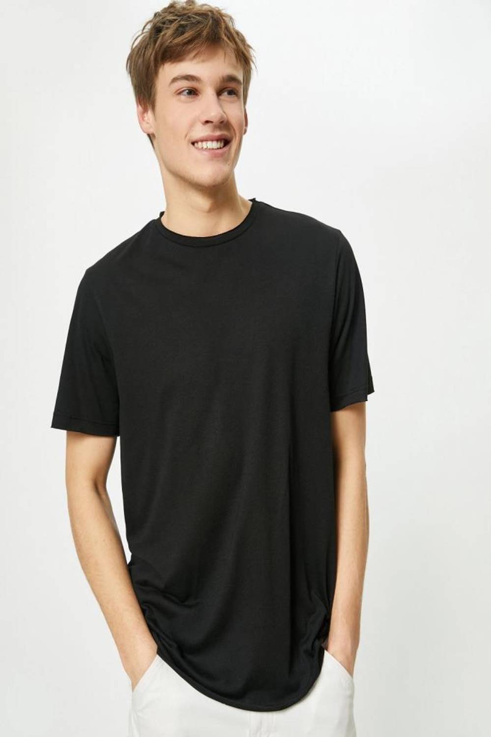 Koton Basic Short Sleeve T-Shirt with Crew Neck in Black, Viscose Blend for Versatile Everyday Wear