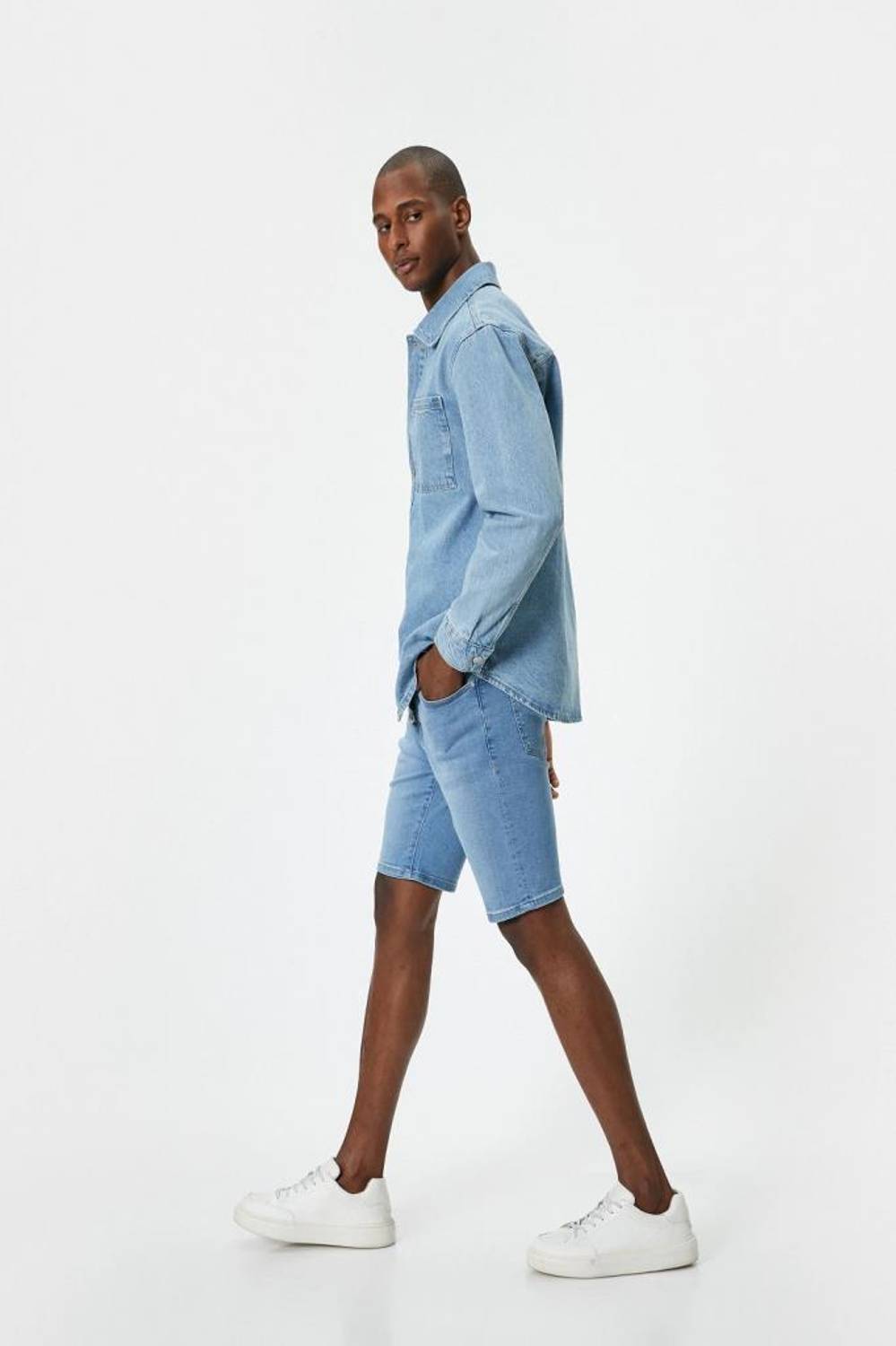 Koton Kot Şort Bermuda Slim Fit Düğmeli Cep Detaylı