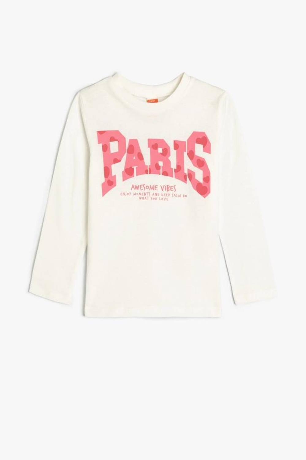Футболка для девочек Koton с длинным рукавом, принт города, округлый вырез, 100% хлопок, безопасная и экологичная срока от 12 до 36 месяцев