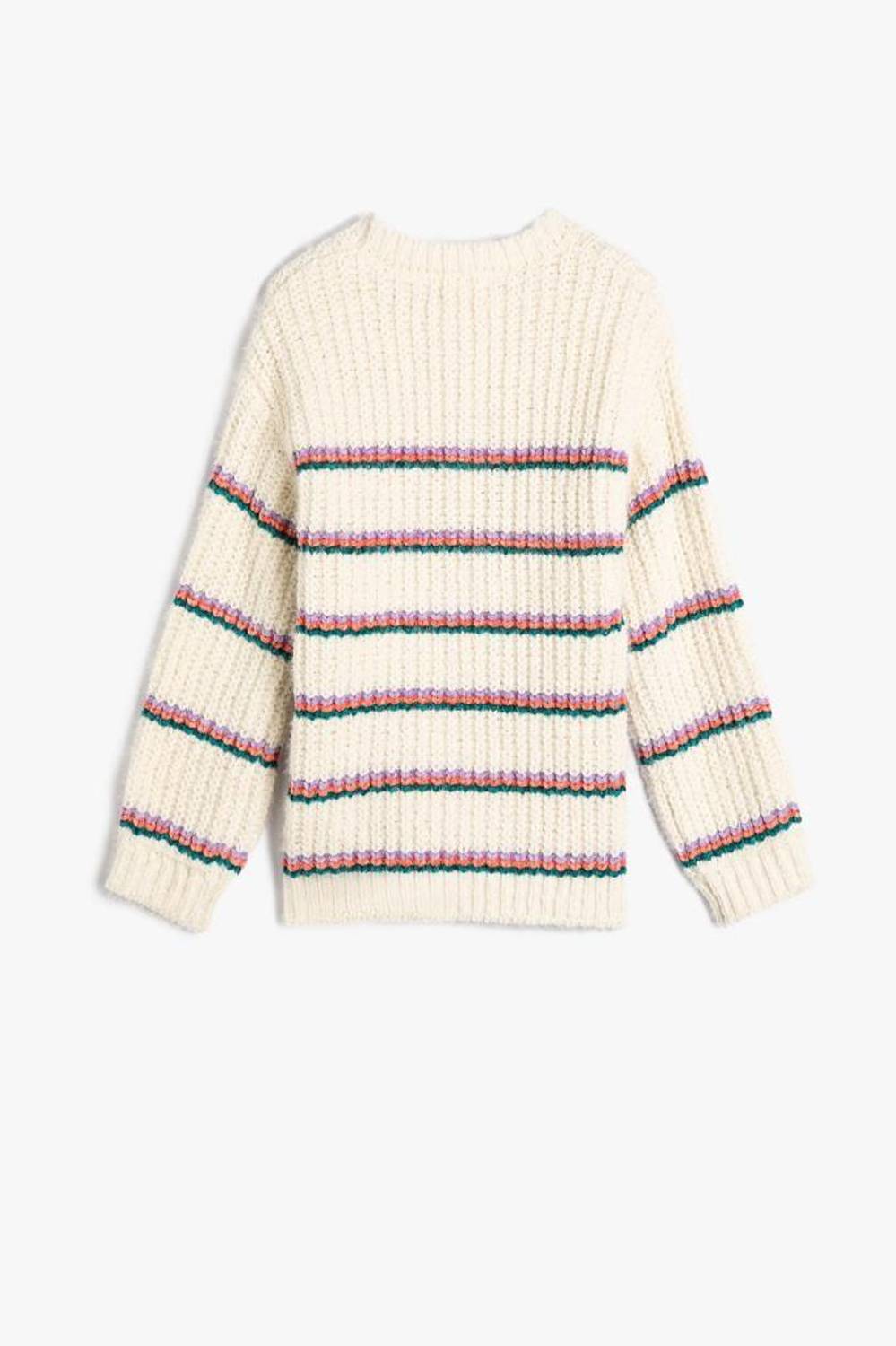 Koton Kız Çocuk Örme Kazak Uzun Kollu Yuvarlak Yaka Fitilli