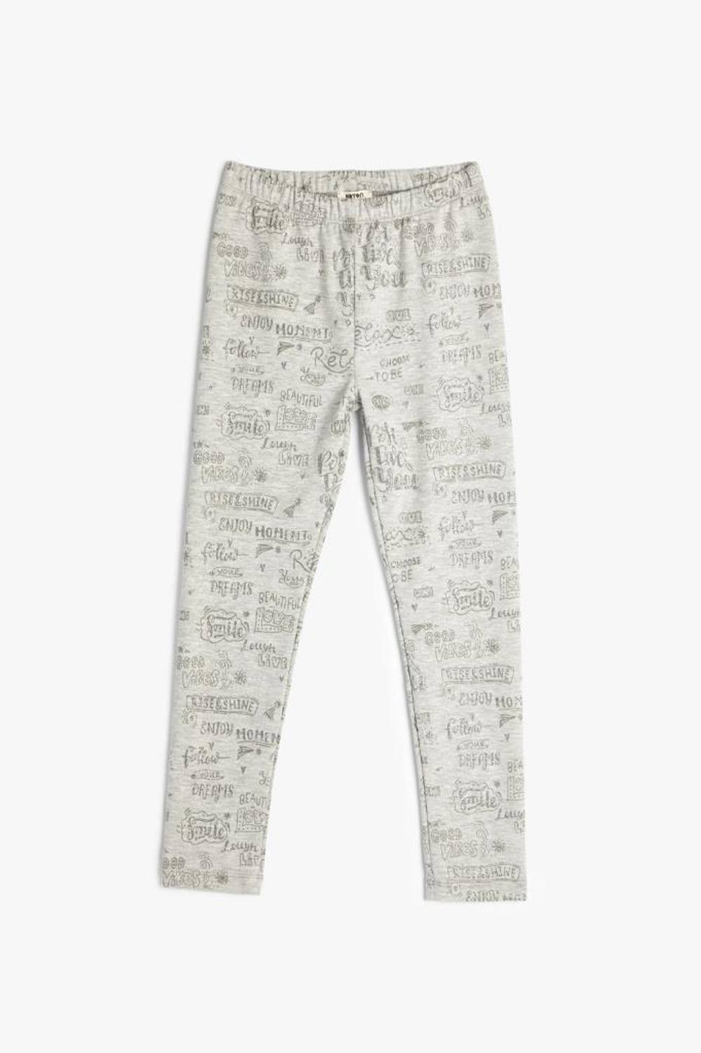 Koton Kız Çocuk Simli Tayt Yazı Baskılı Beli Lastikli Şardonlu
