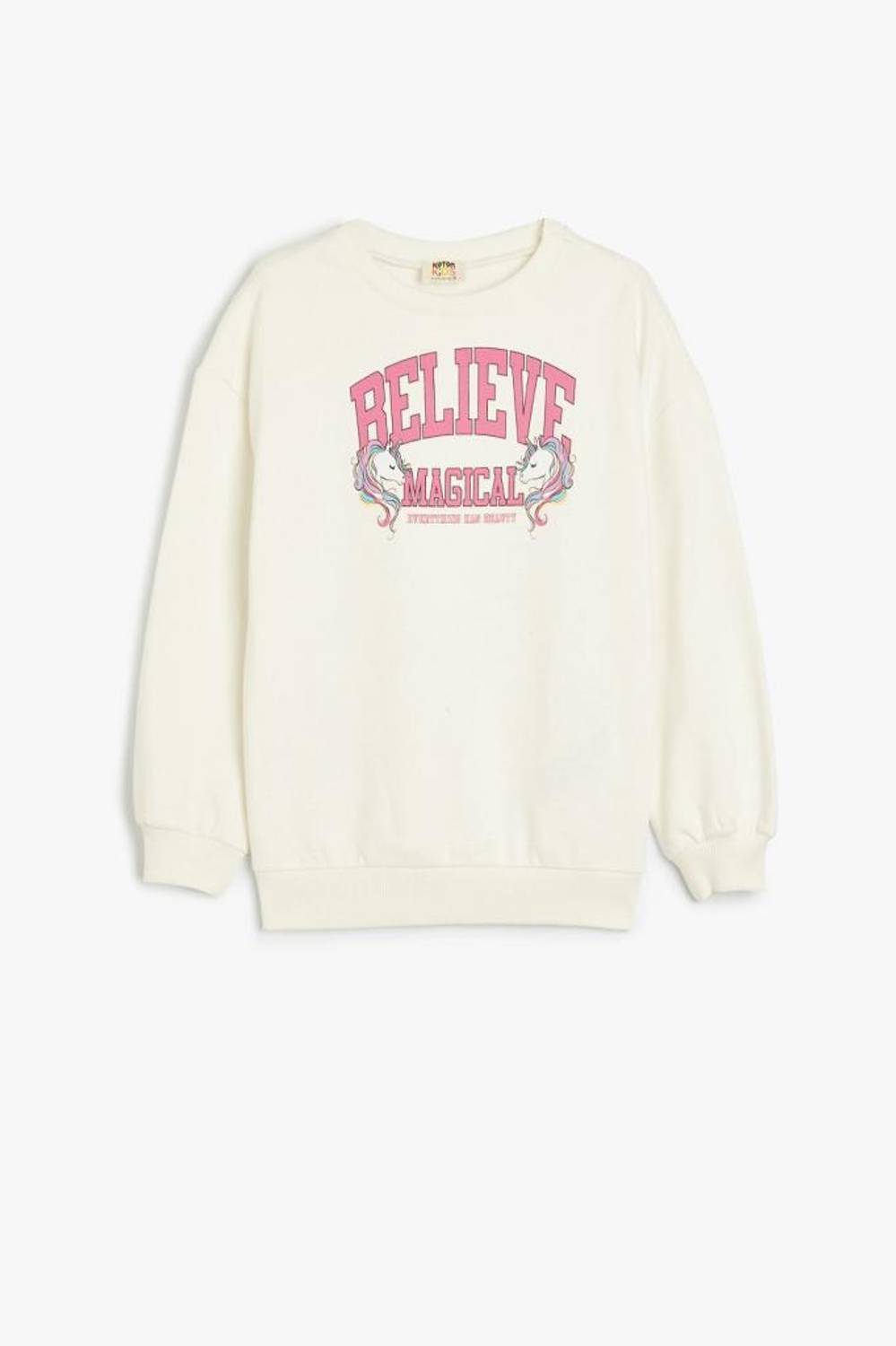Koton Kız Çocuk Sweatshirt Unicorn Baskılı Bisiklet Yaka Uzun Kollu