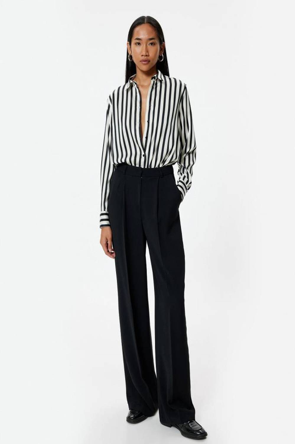 Koton Saten Gömlek Uzun Kollu Renk Kontrastlı