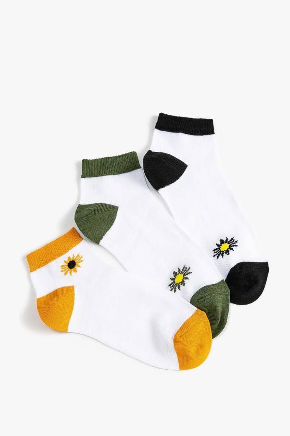 Koton Women's 3-Piece Booties Socks Set Floral Embroidered Multicolor