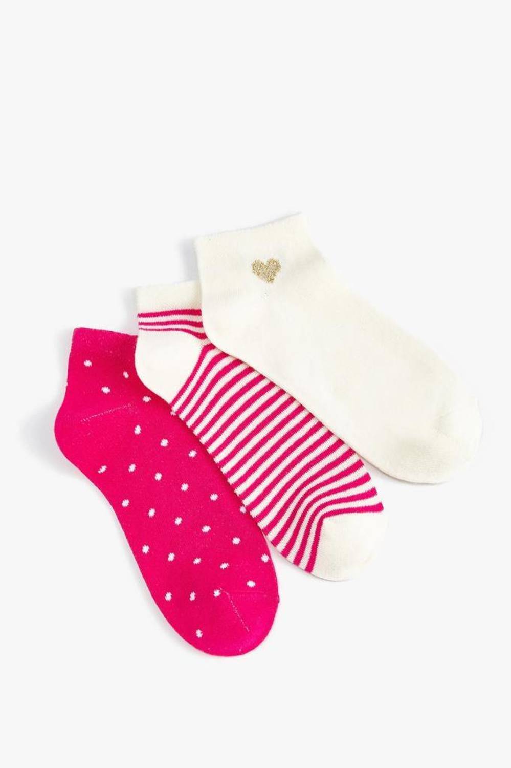 Koton Women's Heart 3-Piece Booties Socks Set Multi Colored