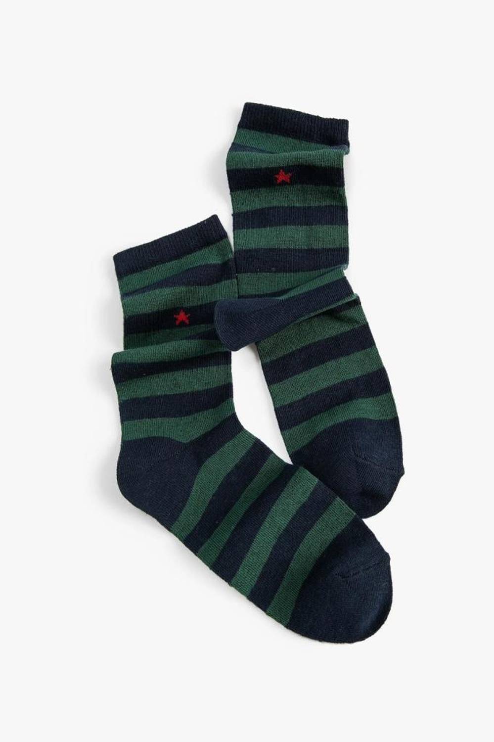 Koton Women's Striped Socks Minimal Star Embroidered