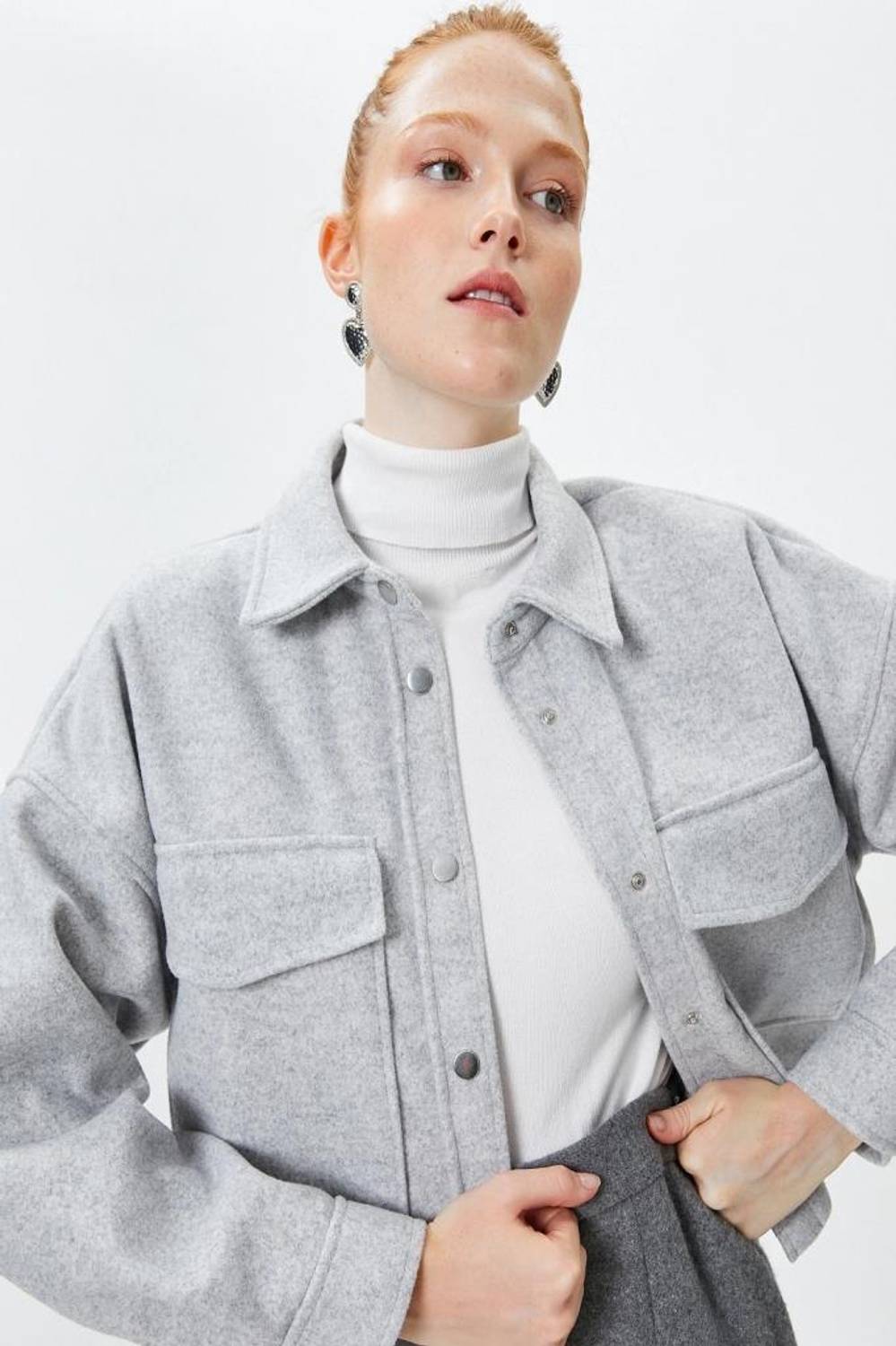 Koton Gömlek Ceket Kapaklı Çift Cep Yumuşak Dokulu Rahat Kalıp