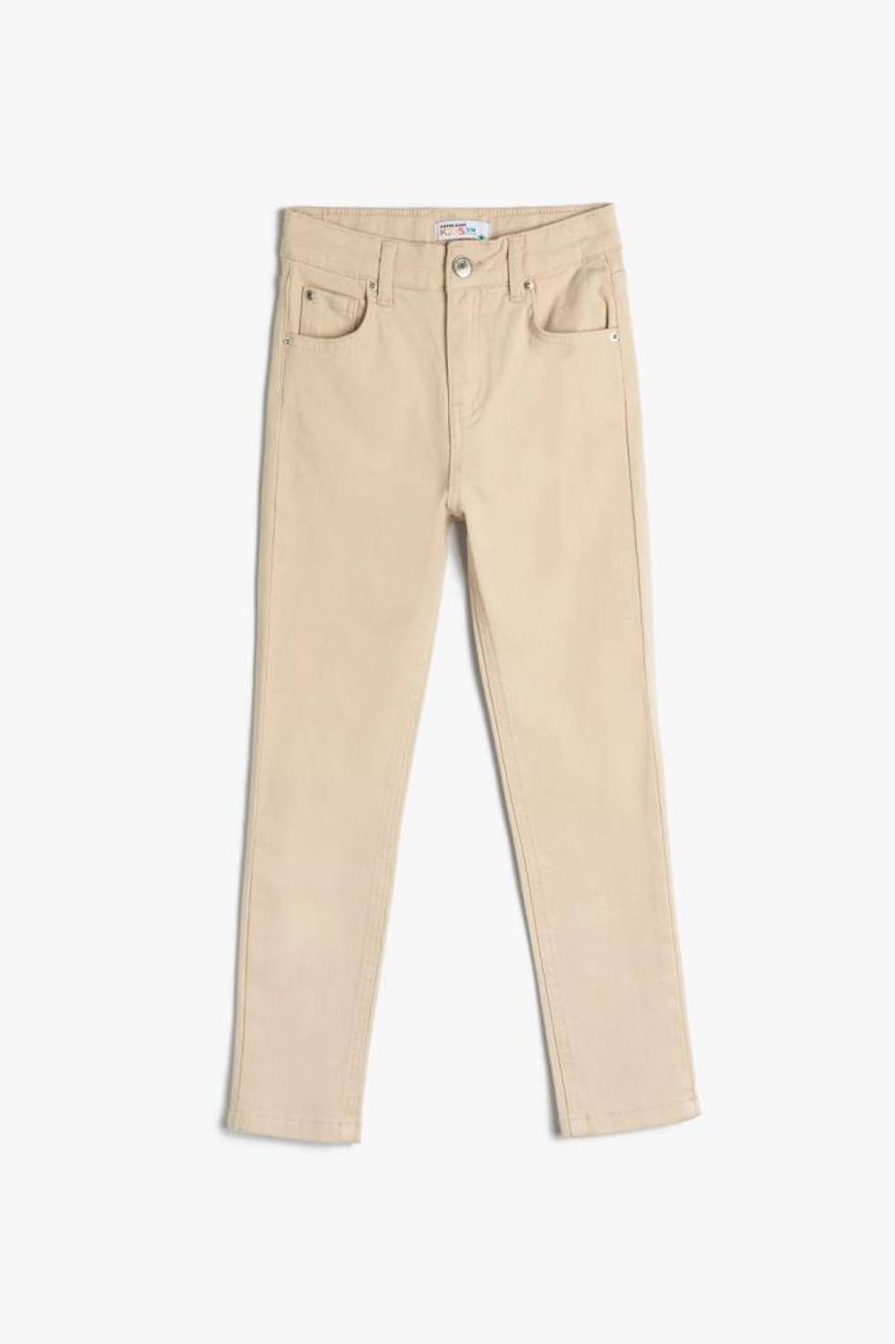 بنطال قماش أساسي للأولاد من كوتون مع جيوب وخصر مطاطي قابل للتعديل