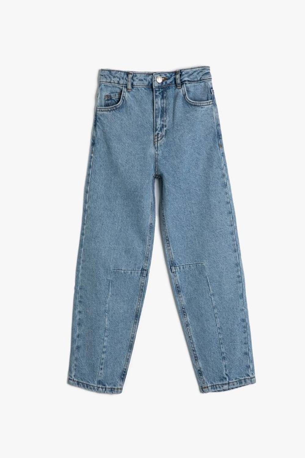 Koton Girl's Crop Jeans Pants with Stitching Detail and Pockets Cotton