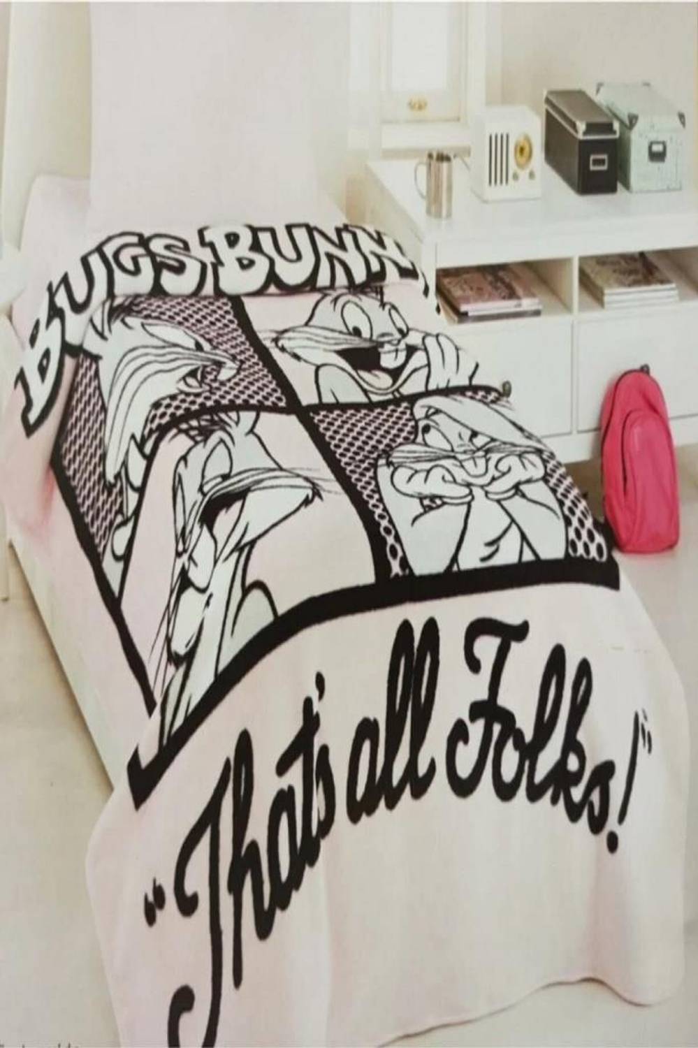 Покривало Özdilek односпальне з принтом Багз Банні, розмір 155X215 см, 100% поліестер, вага 2,5 кг, колір: пудровий