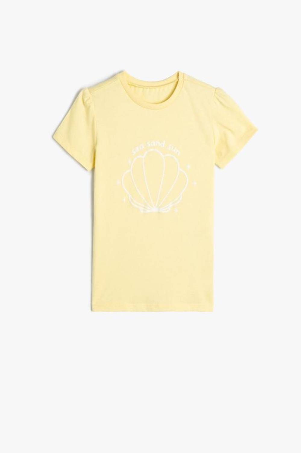 Футболка для дівчинки Koton жовта з коротким рукавом та малюнком, 100% бавовна, безпечна для дітей, розмір 3-4 роки, 18-24 місяці