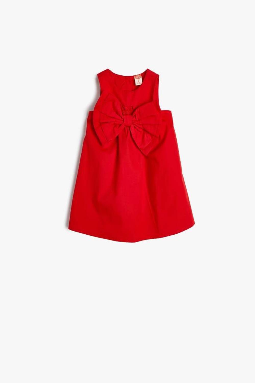 فستان كوتون بيبي بناتي بياقة دائرية بدون أكمام