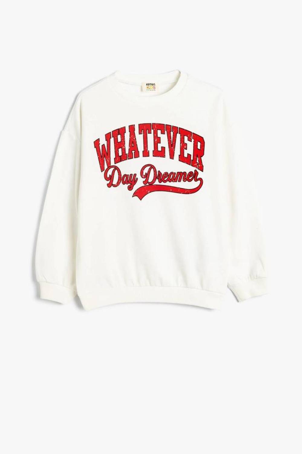 Світшот для дівчаток Koton з принтом, довгий рукав, велосипедний виріз, бавовняний, різні розміри 4-12 років, колір екрю