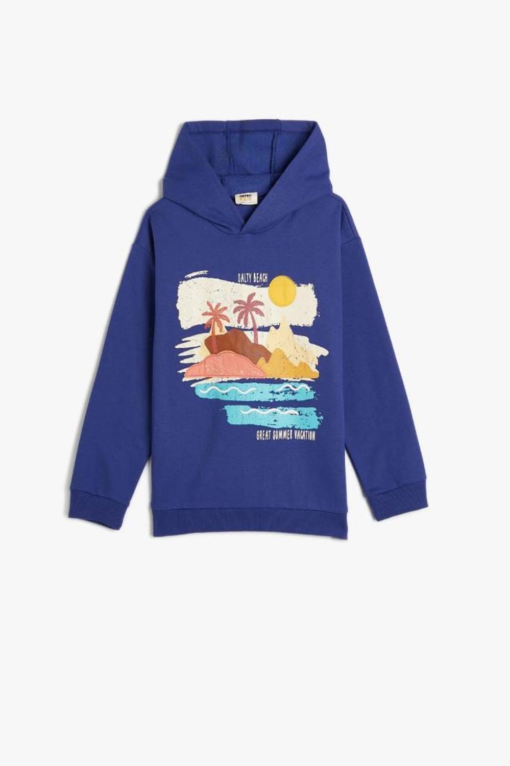 Koton Boy's Hooded Sweatshirt Long Sleeve Tropical Printed Rose Gold