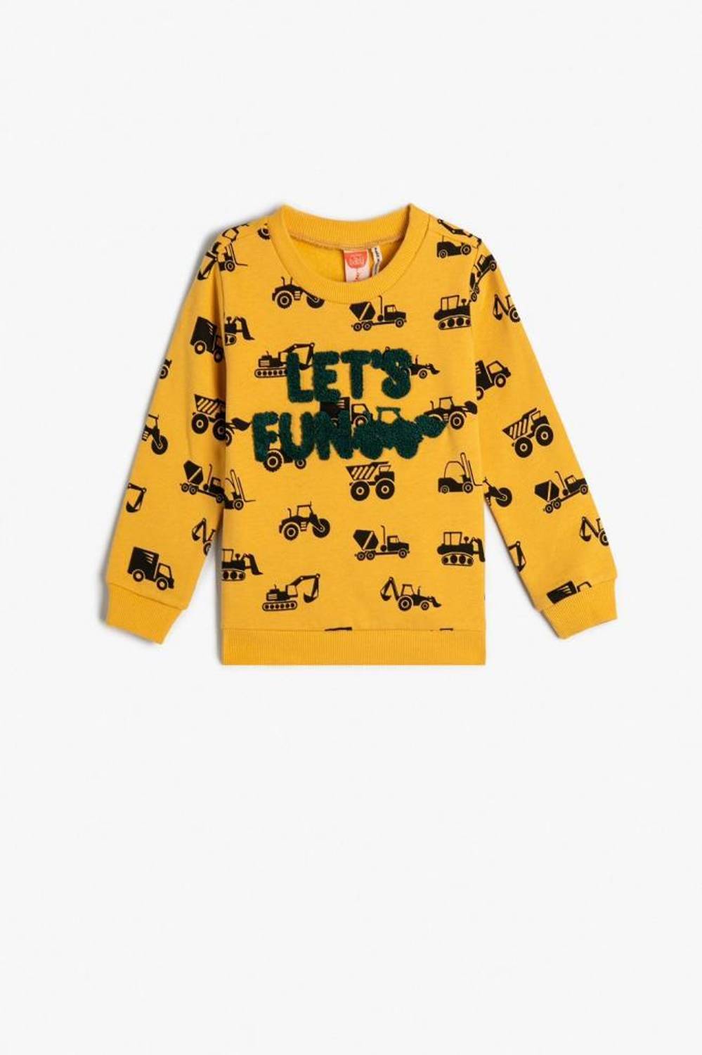 Koton Erkek Bebek Sweatshirt Uzun Kollu Bisiklet Yaka Baskılı Aplike Detaylı Pamuklu