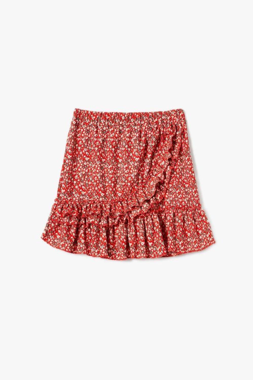 Koton Kız Çocuk Çiçekli Mini Etek Rahat Kesim Fırfır Detaylı Beli Lastikli