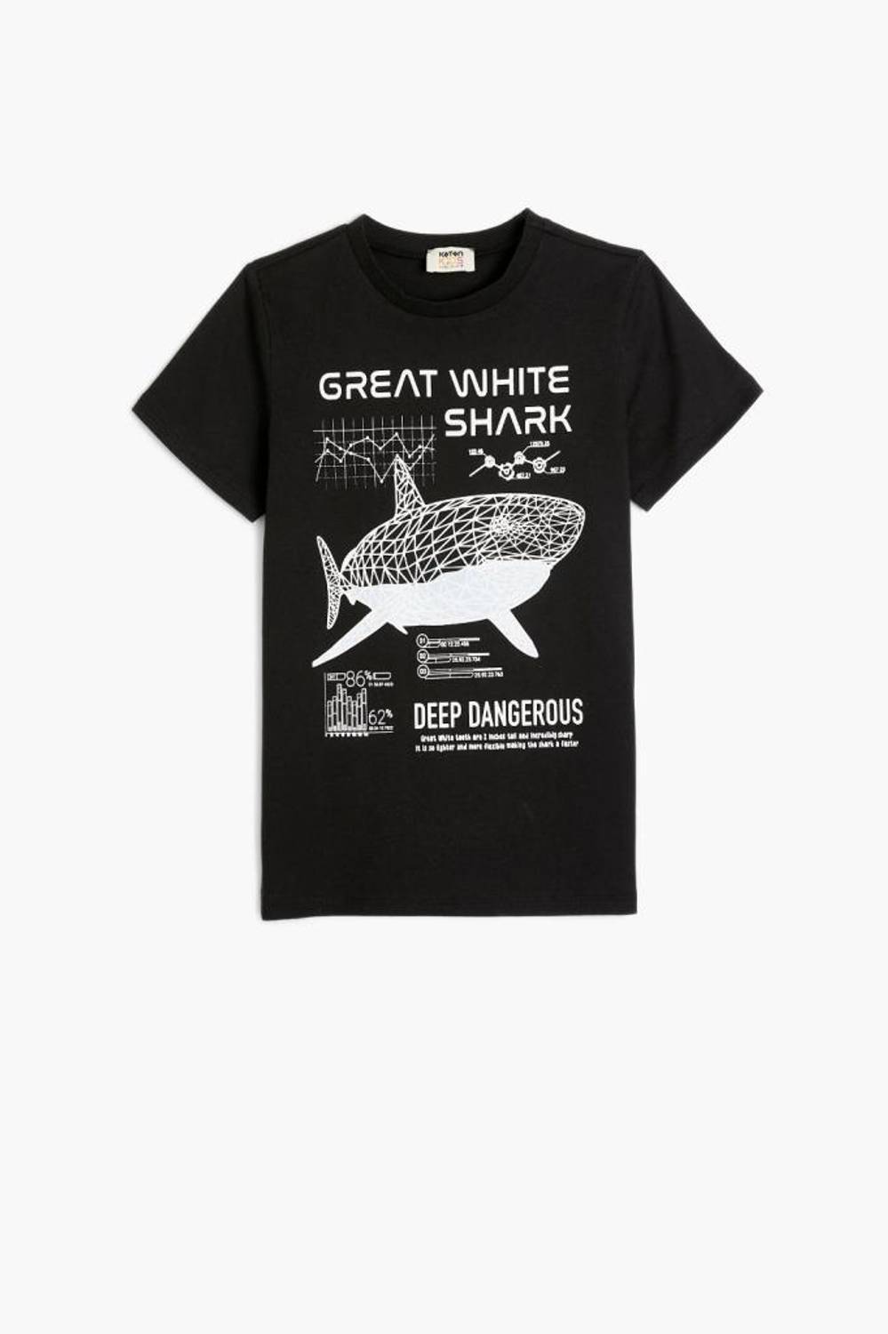 Koton Erkek Çocuk Tişört Köpek Balığı Baskılı Kısa Kollu Pamuklu