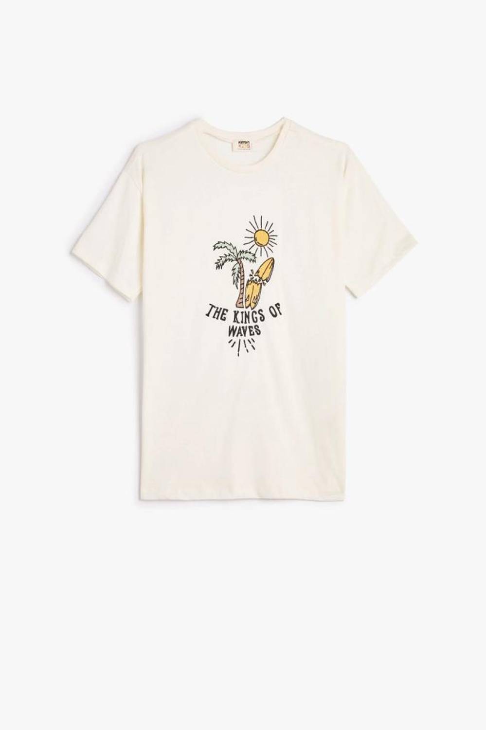 Koton Boy's T-Shirt Short Sleeve Crew Neck Summer Themed Print Detailed Cotton