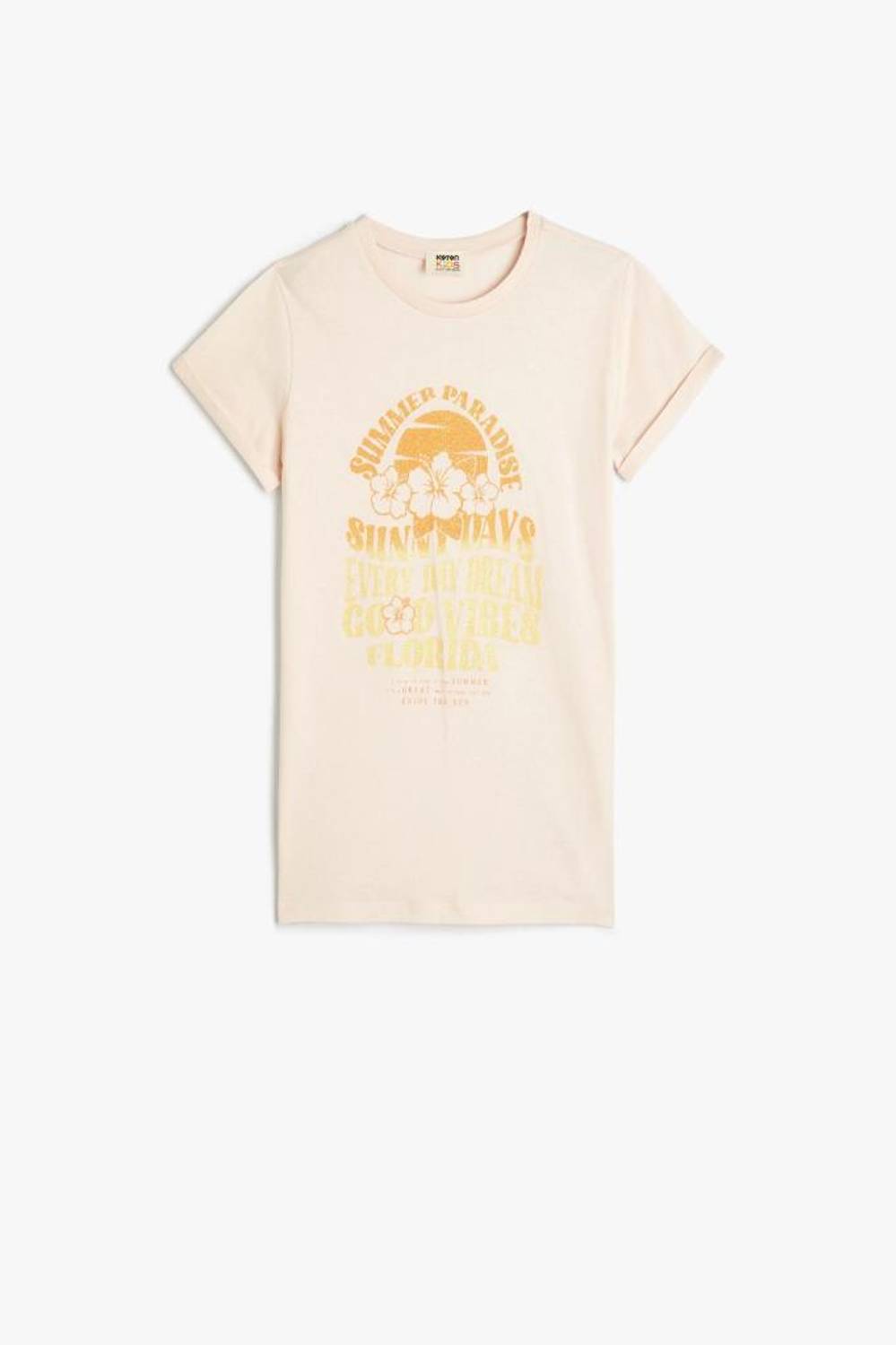 Koton Girls' T-Shirt Summer Themed Short Sleeve Cotton