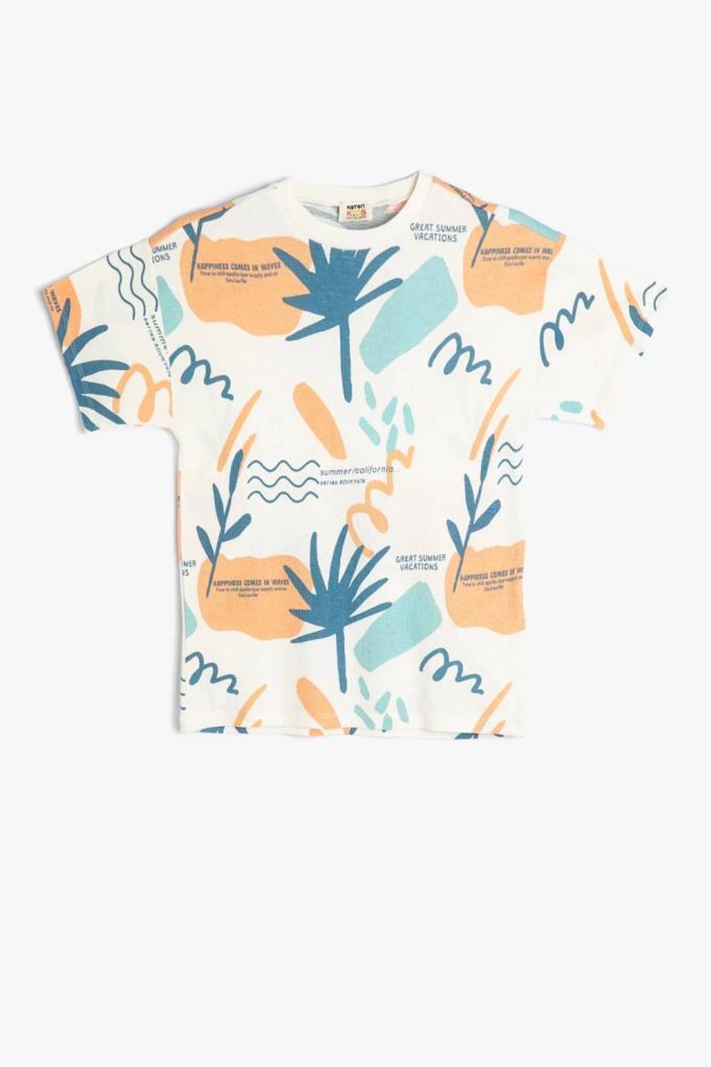 Koton Erkek Çocuk Tişört Kısa Kollu Bisiklet Yaka Baskılı Pamuklu