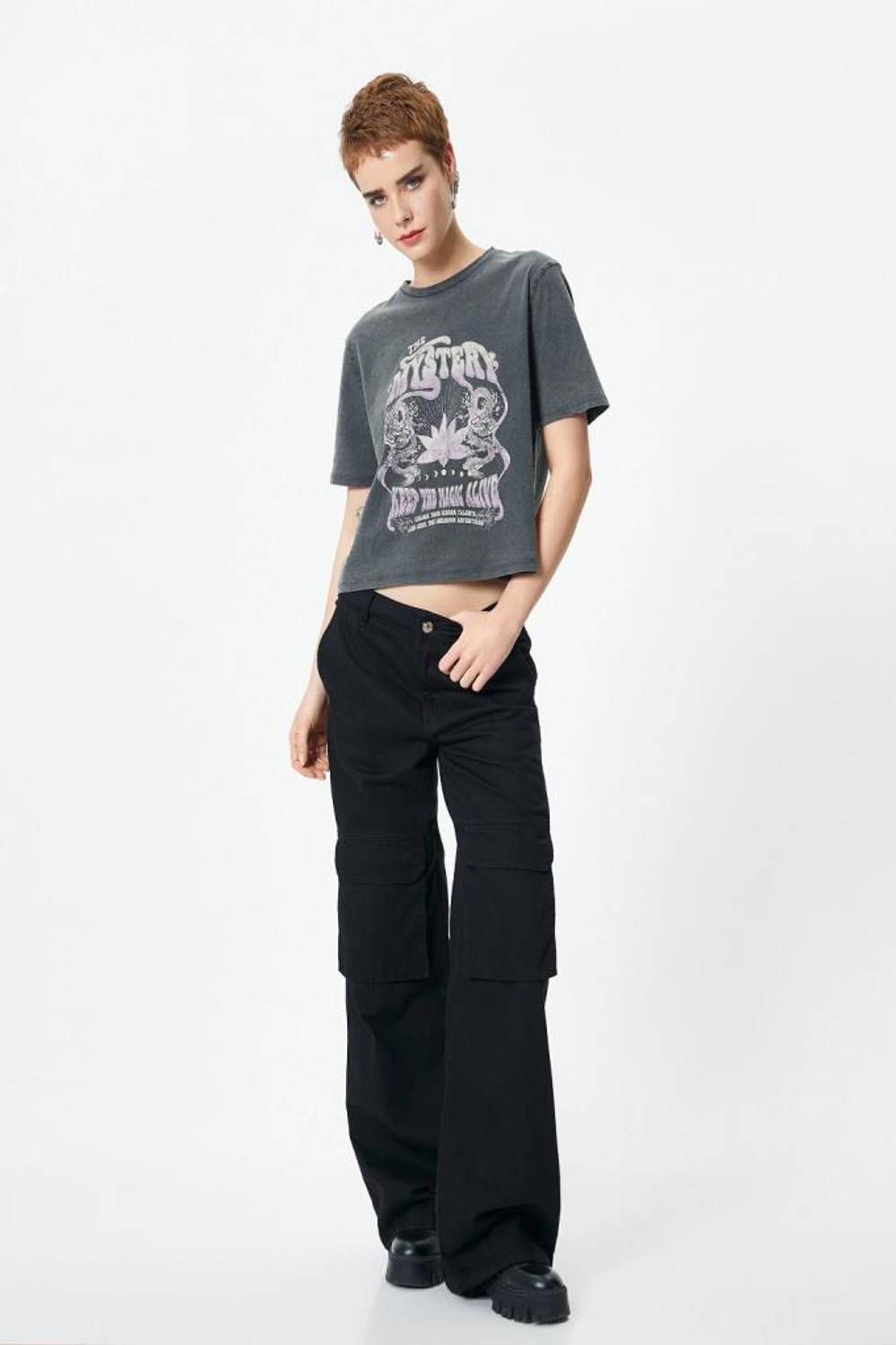 Koton Kısa Kollu Baskılı Tişört Bisiklet Yaka Pamuklu Rahat Kalıp