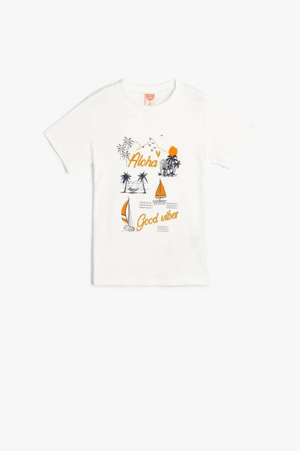 Koton Erkek Bebek Tişört Yaz Temalı Kısa Kollu Bisiklet Yaka Pamuklu