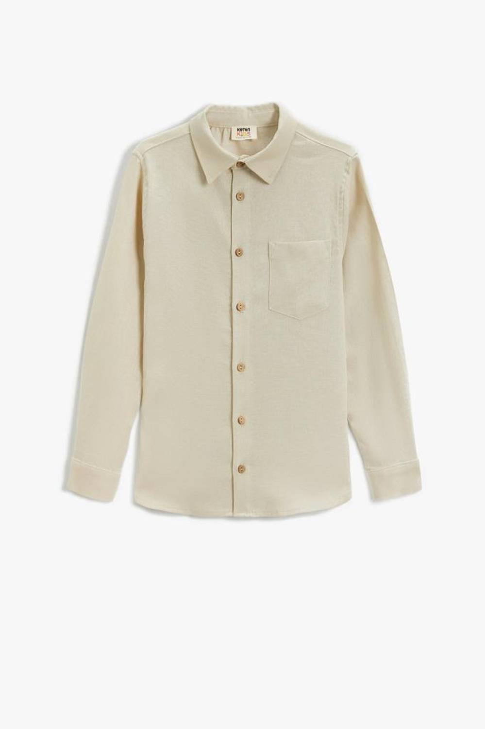 Koton Boys' Basic Long Sleeve Shirt with Single Pocket, Linen and Viscose Blend, Stylish and Comfortable