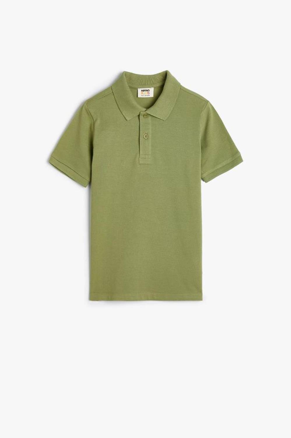 Boys' Basic Short Sleeve Cotton Polo Shirt in Green, Button Detail, Size 5-6 Years, Supports Better Cotton Initiative