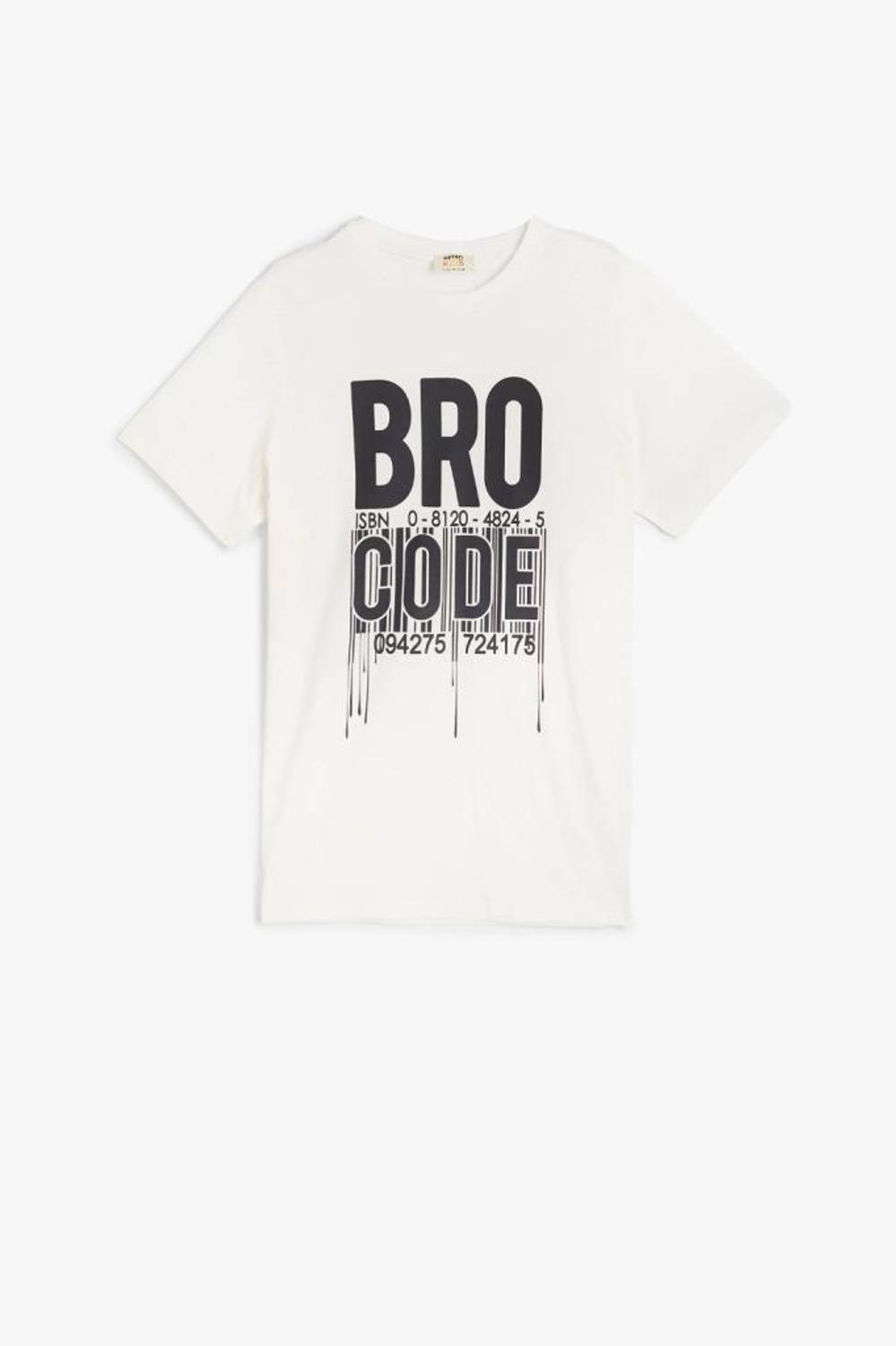 Koton Boys Cotton Slogan Print Short Sleeve T-Shirt in White for Ages 4-7