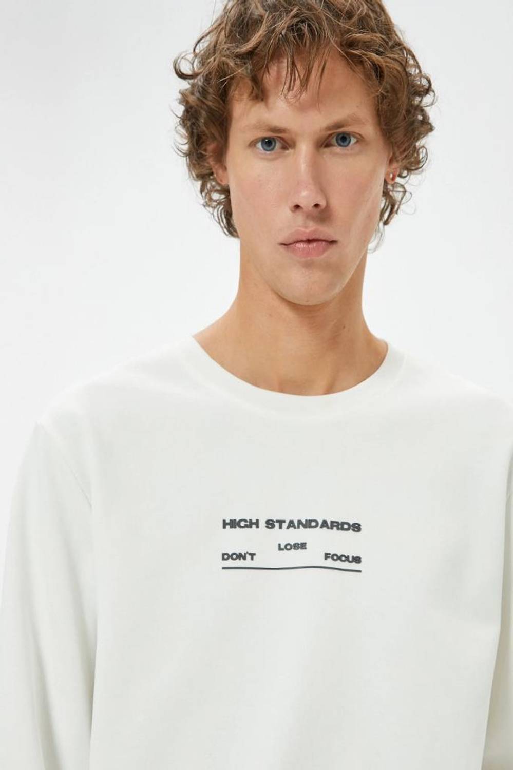 Koton Slogan Baskılı Sweatshirt Bisiklet Yaka Uzun Kollu Pamuklu