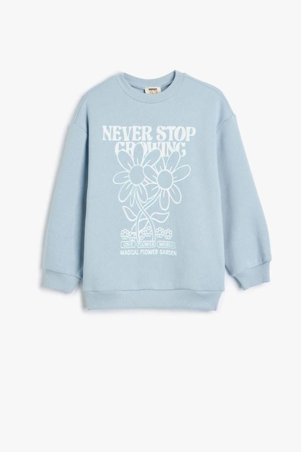 Koton Kız Çocuk Sweatshirt Çiçek Baskılı Uzun Kollu Bisiklet Yaka