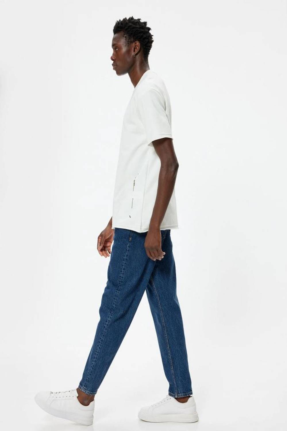 Koton Oversize Tişört Kısa Kollu Bisiklet Yaka Slogan Baskılı Pamuk Karışımlı