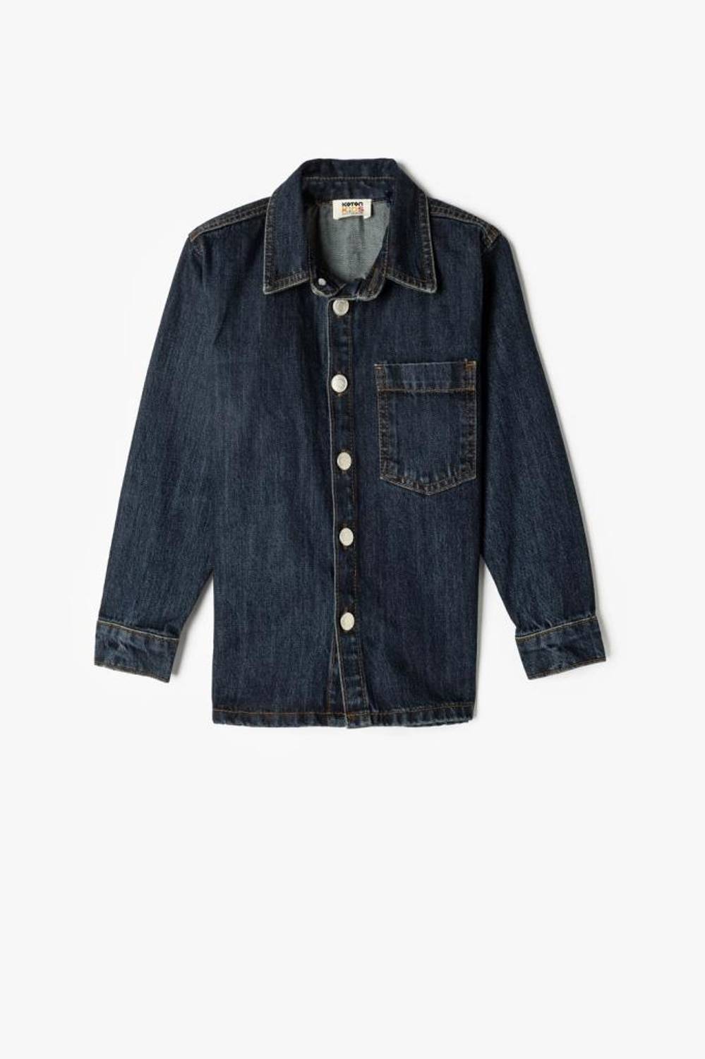 Koton Erkek Çocuk Kot Gömlek Tek Cep Detaylı Düğmeli Pamuklu