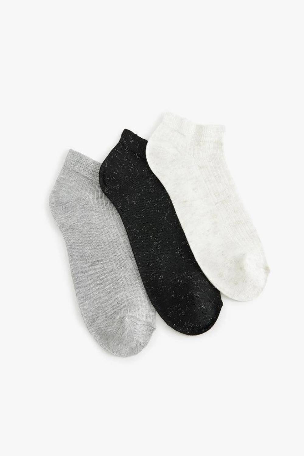 Koton Kadın 3'lü Patik Çorap Seti Kırçıllı Çok Renkli