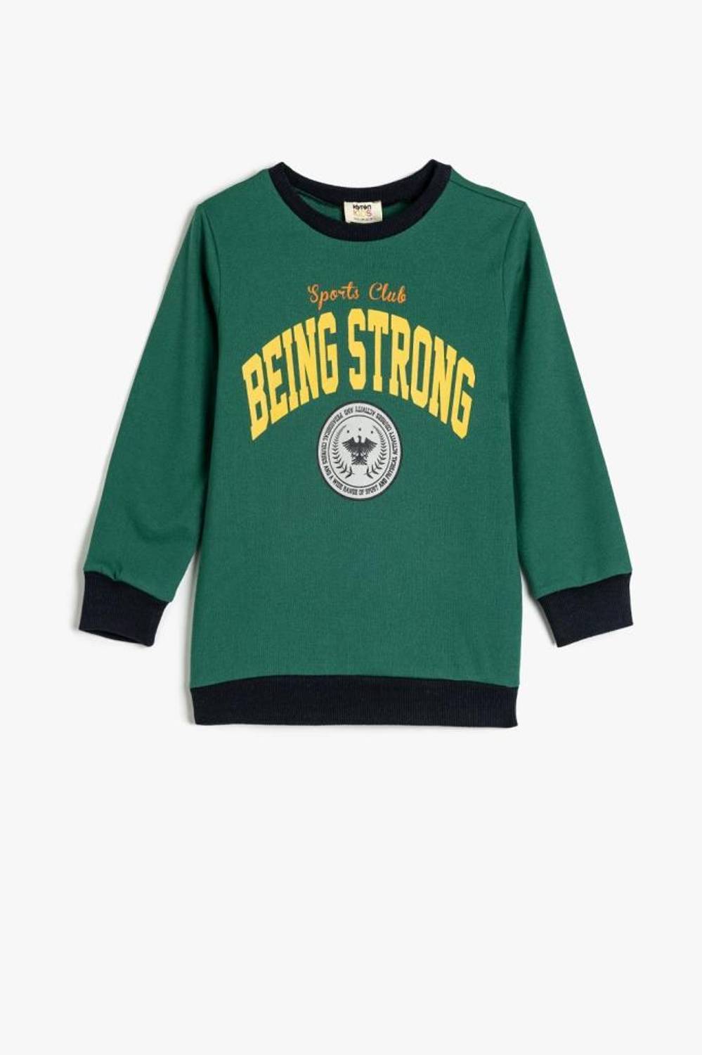 سويت شيرت بأكمام طويلة للأطفال من كوتون بجزء علوي مطبوع، تصميم عصري مريح، مناسب للملابس اليومية والرياضة