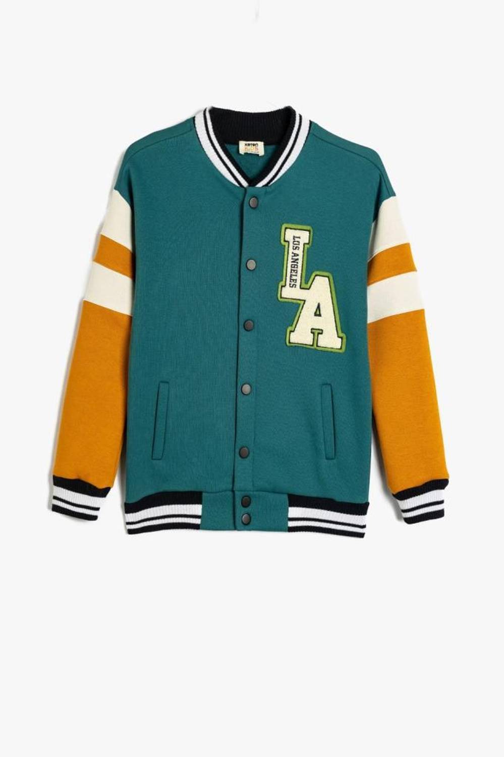 Koton Erkek Çocuk Kolej Bomber Ceket Aplike Detaylı Renk Kontrastlı