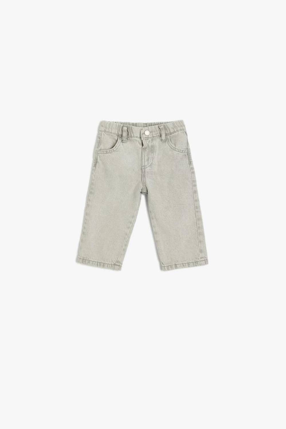 Дитячі джинсові шорти з бавовни Koton для хлопчиків з регульованим поясом у сірому кольорі