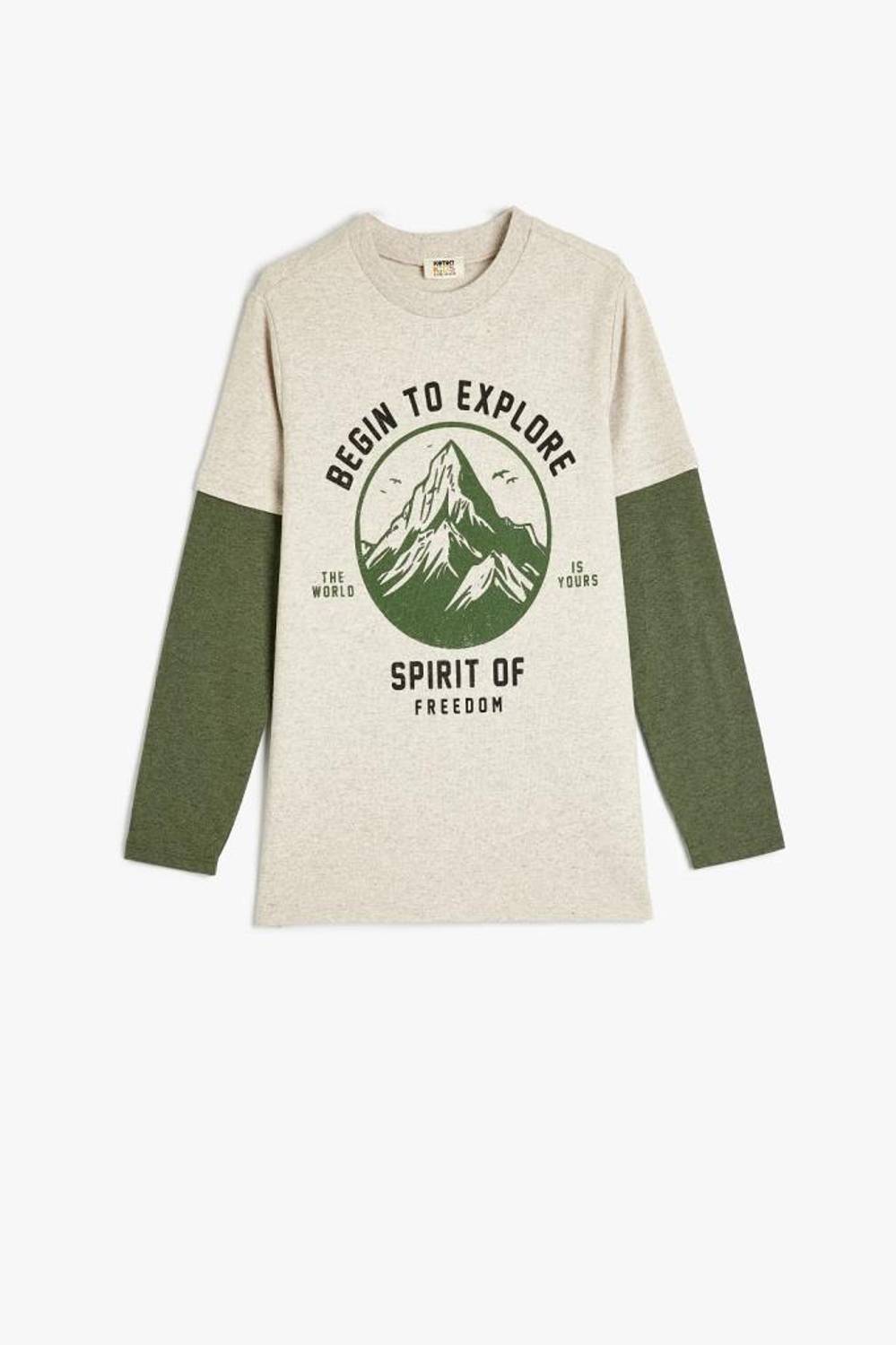 Koton Erkek Çocuk Tişört Slogan Baskı Detaylı Uzun Kollu Bisiklet Yaka