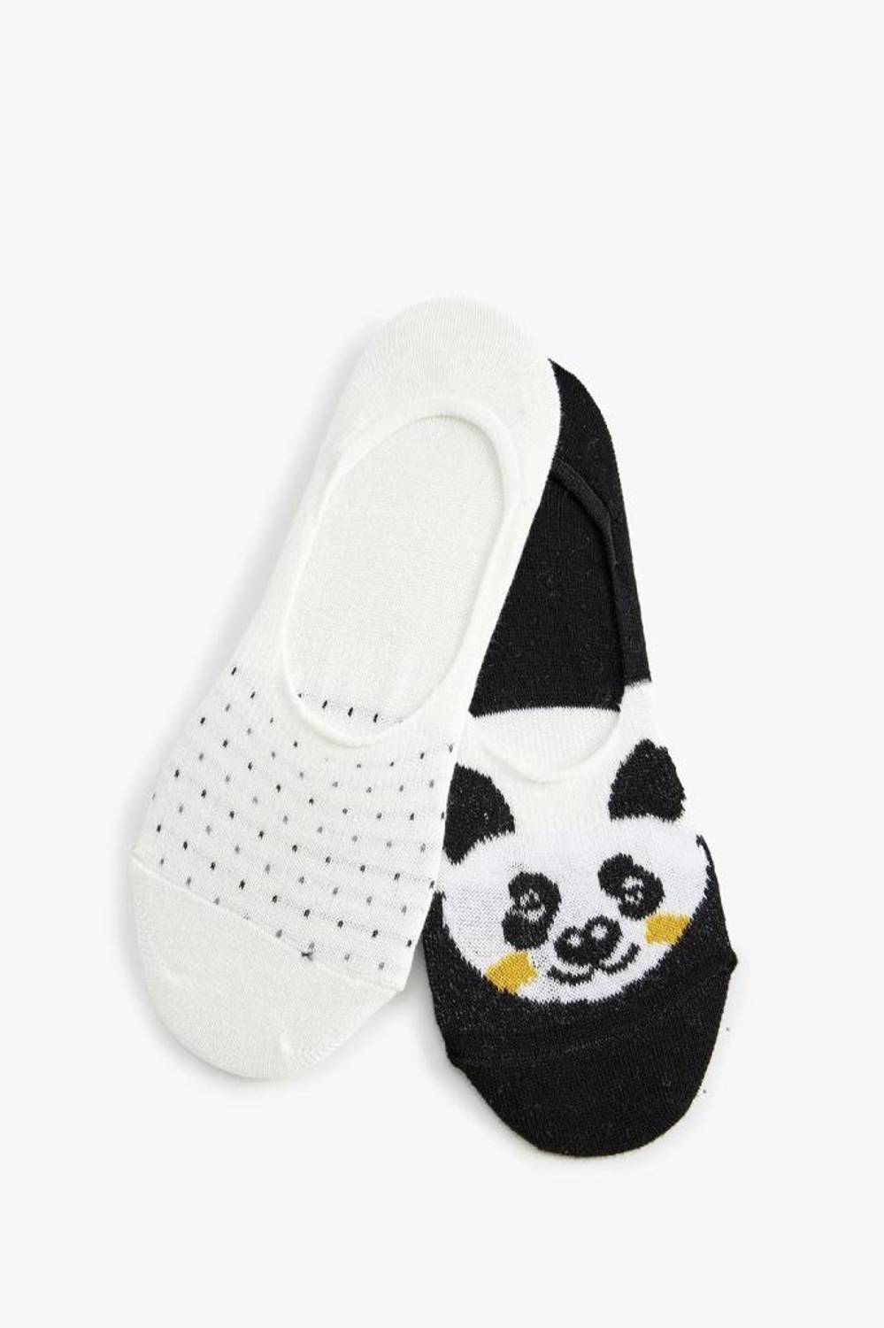 Комплект жіночих бамперних шкарпеток з 2-х частин у чотириколірному виконанні з візерунком панд та розміром 36-40