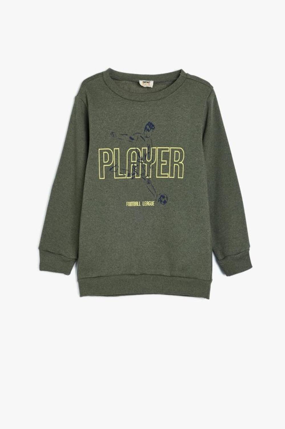 Koton Erkek Çocuk Sweatshirt Uzun Kollu Bisiklet Yaka Futbol Temalı Baskı Detaylı